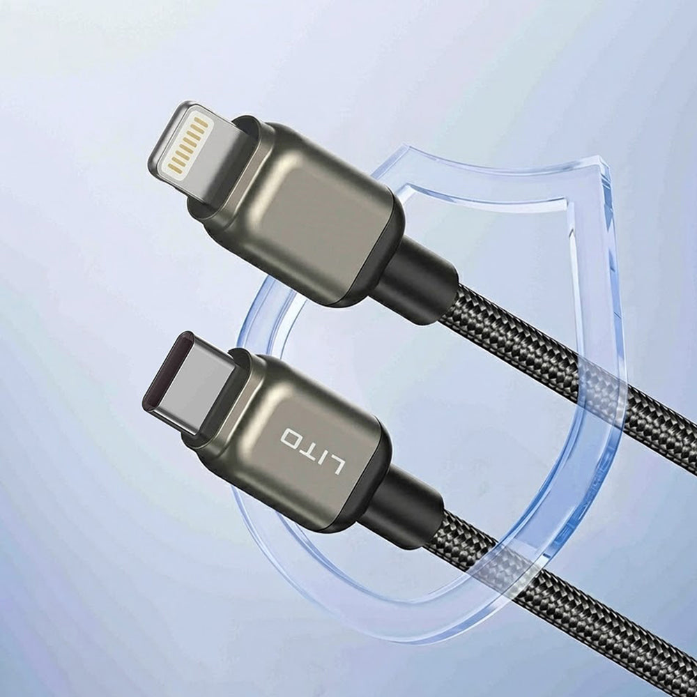 Data- og ladekabel USB-C - Lightning Lito LD17, 20W, 1m, Svart