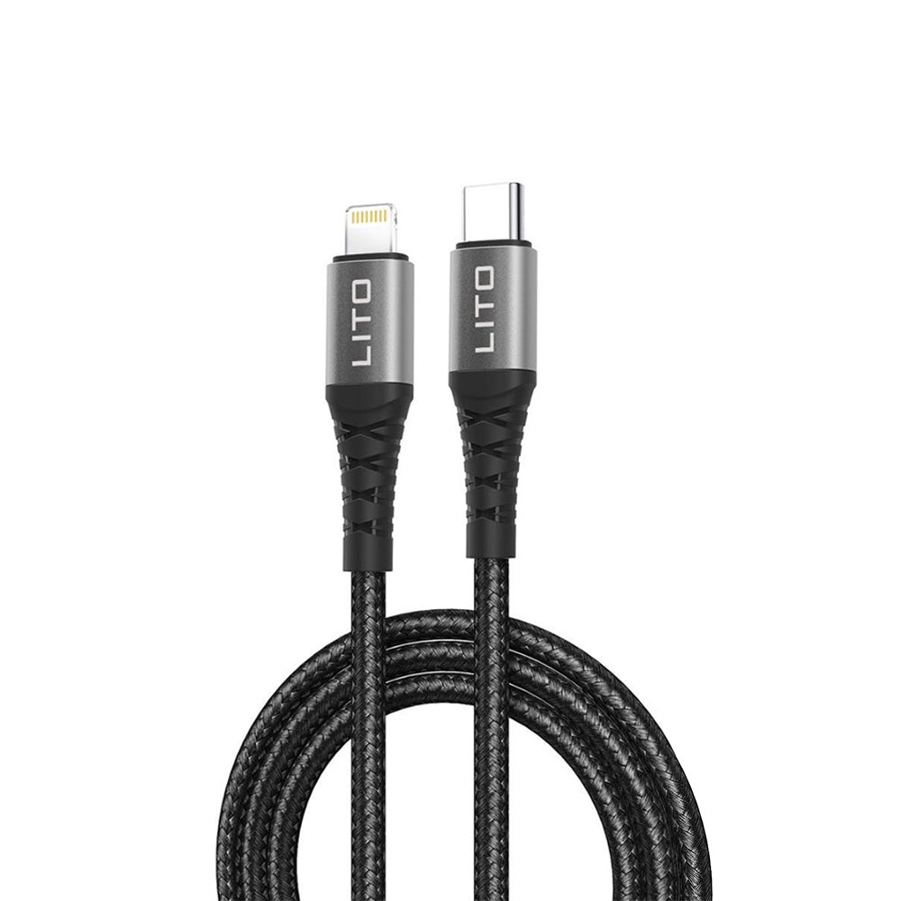 Data- og ladekabel USB-C - Lightning Lito LD22CL, 27W, 2m, Svart