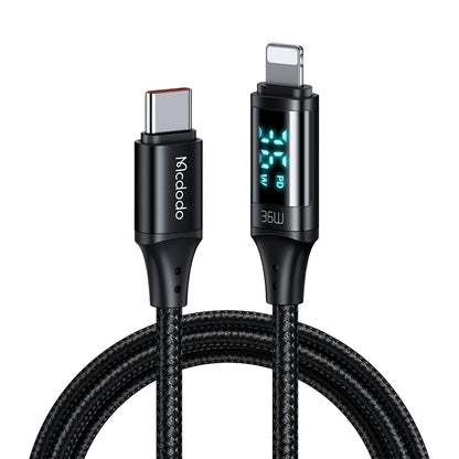 USB-C til Lightning McDodo CA-1030 Display data- og ladekabel, 36W, 1.2m, Svart
