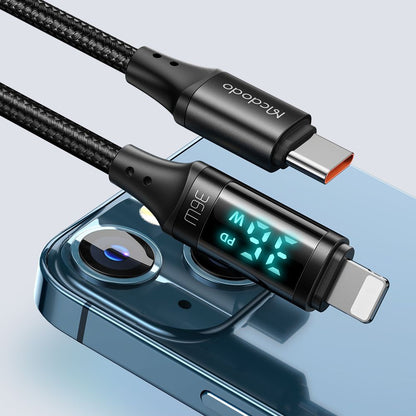 USB-C til Lightning McDodo CA-1030 Display data- og ladekabel, 36W, 1.2m, Svart