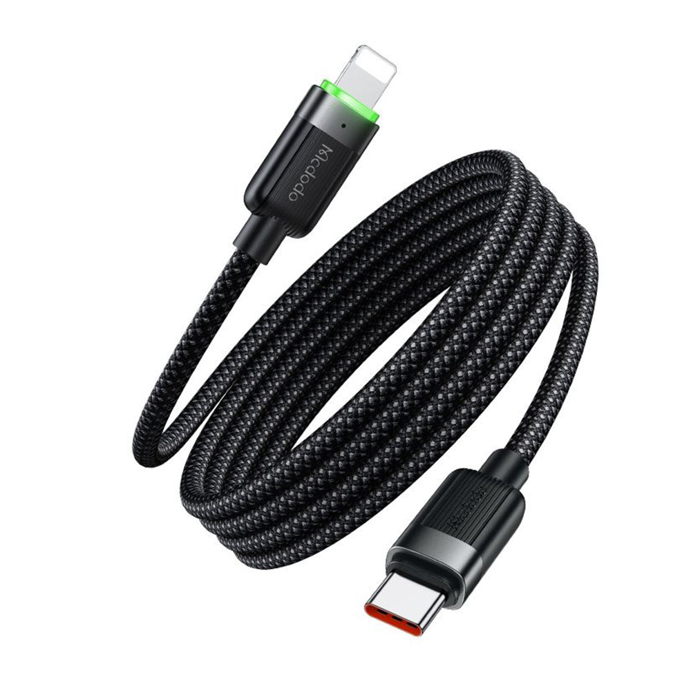 USB-C til Lightning McDodo CA-2010 Self Winding data- og ladekabel, 36W, 1.2m, Svart