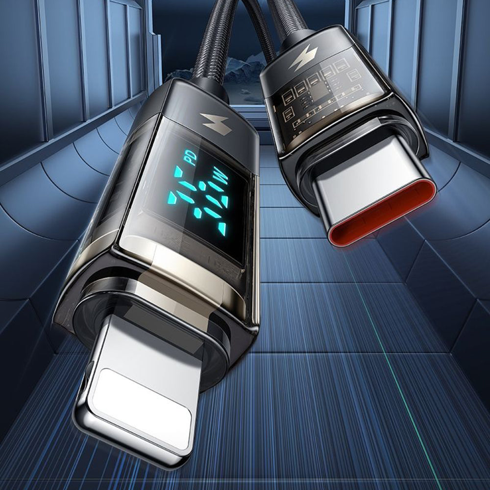 USB-C til Lightning McDodo CA-3600 Data- og Ladekabel med Auto Power Off-skjerm, 36W, 1.2m, Svart