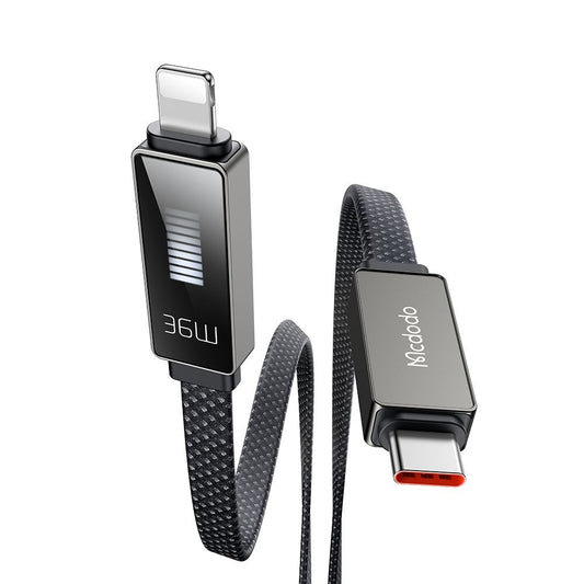 Data- og ladekabel USB-C - Lightning McDodo CA-4960 Rythm Display, 36W, 1.2m, Svart
