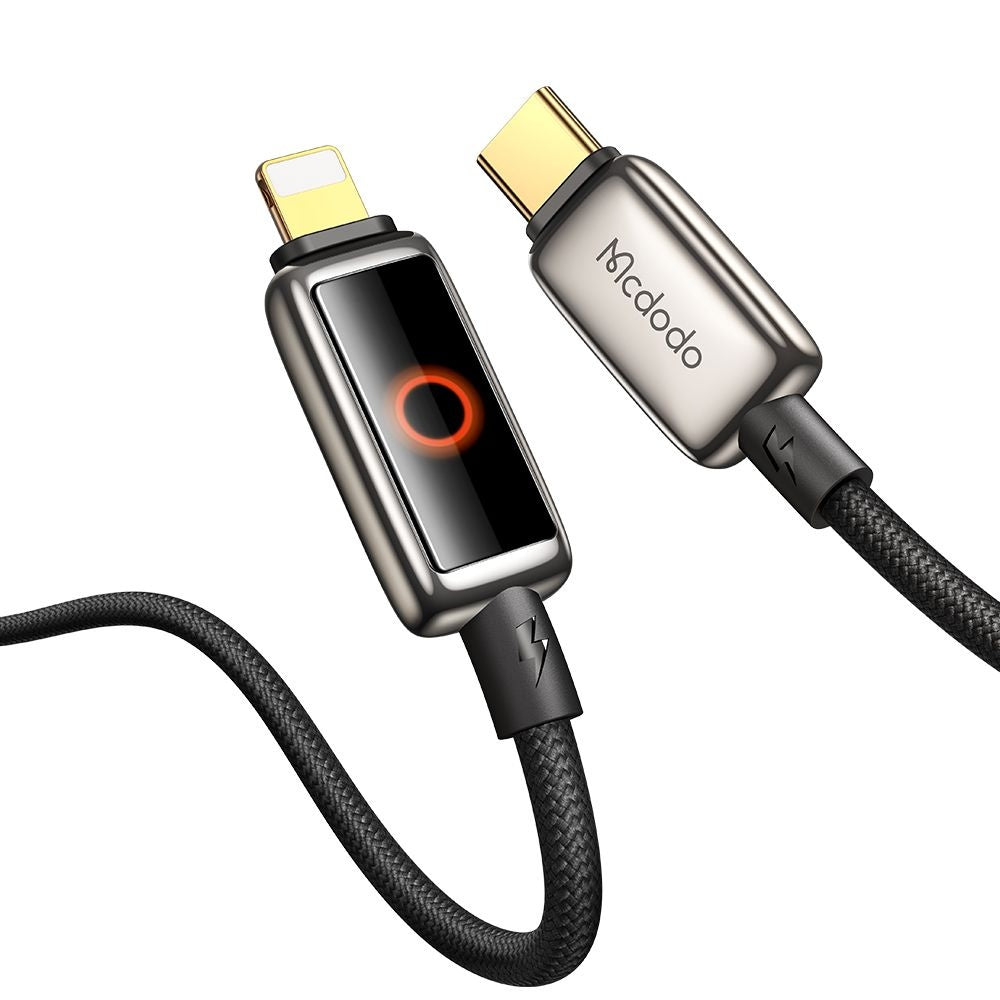 Data- og ladekabel USB-C - Lightning McDodo CA-6670 Auto Power Off, 36W, 1.2m, Svart