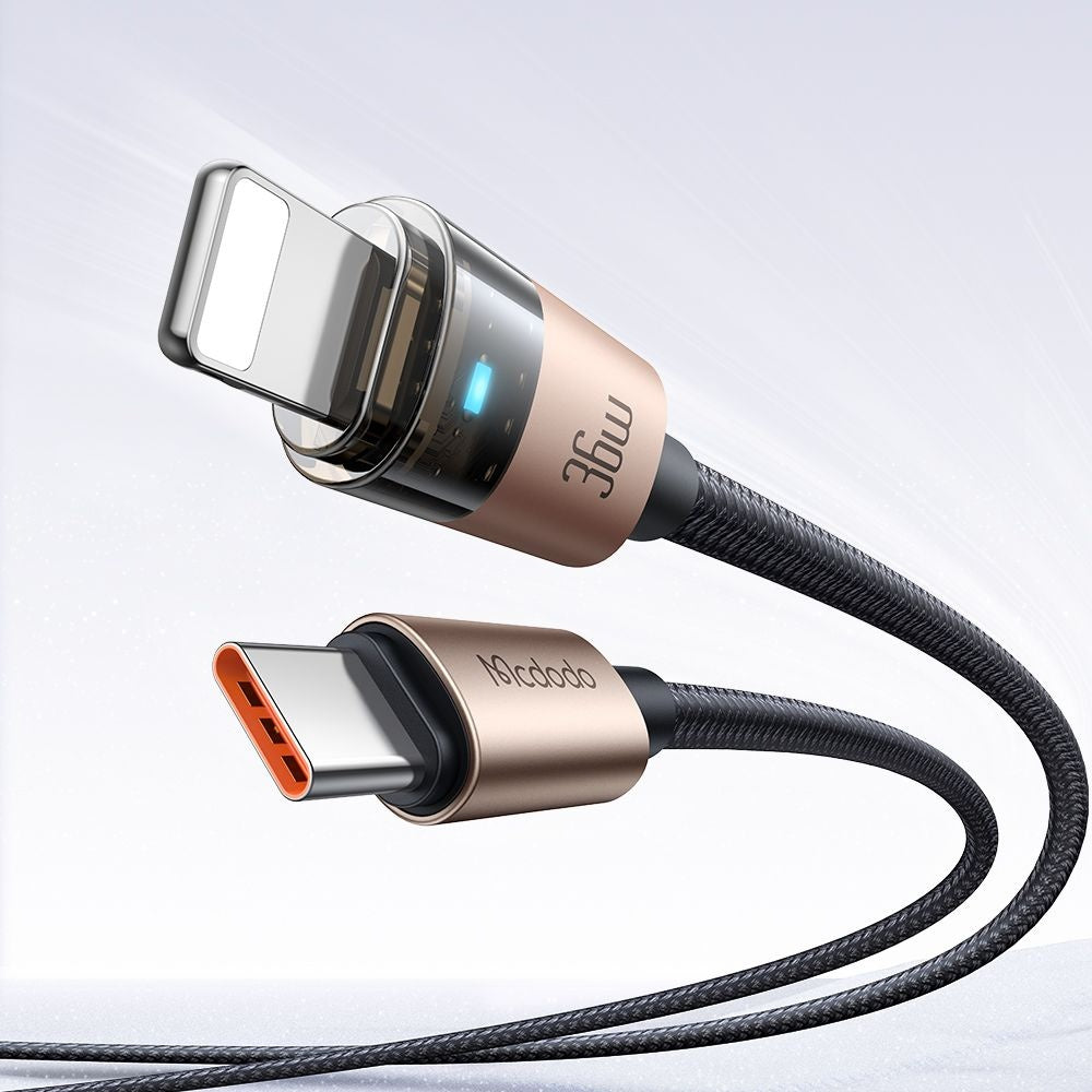 Data- og ladekabel USB-C - Lightning McDodo CA-6941, 36W, 1.2m, Gull