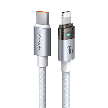 Data- og ladekabel USB-C - Lightning McDodo CA-6942, 36W, 1.2m, Hvit
