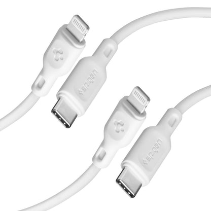 Data- og ladekabel USB-C - Lightning Spigen Durasync, 20W, 1m, Hvit, Sett med 2 stk