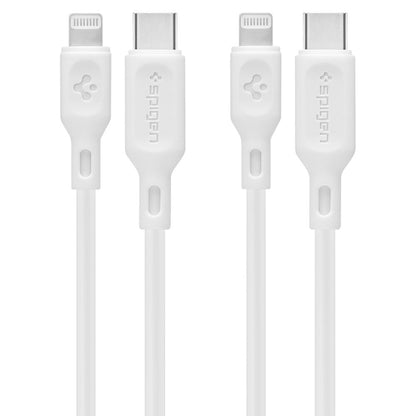 Data- og ladekabel USB-C - Lightning Spigen Durasync, 20W, 1m, Hvit, Sett med 2 stk