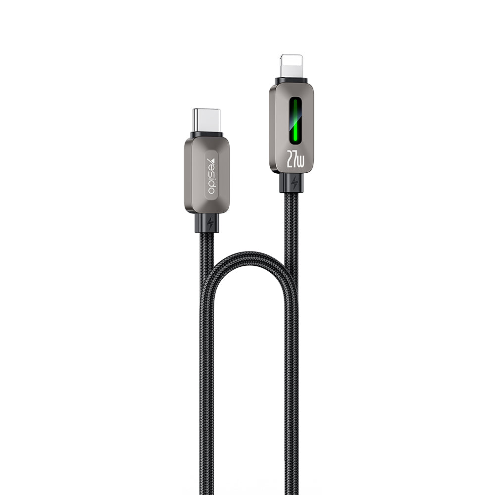 USB-C til Lightning data- og ladekabel Yesido CA199, 27W, 1,2m, svart