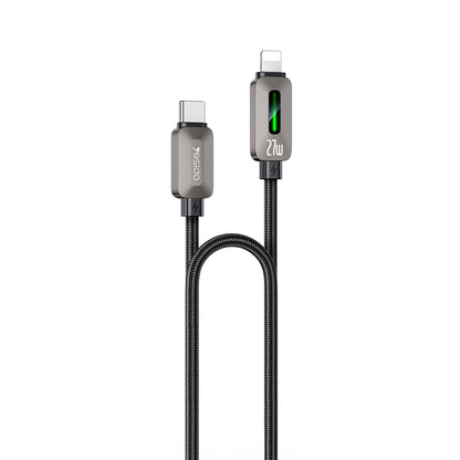 USB-C til Lightning data- og ladekabel Yesido CA199, 27W, 1,2m, svart