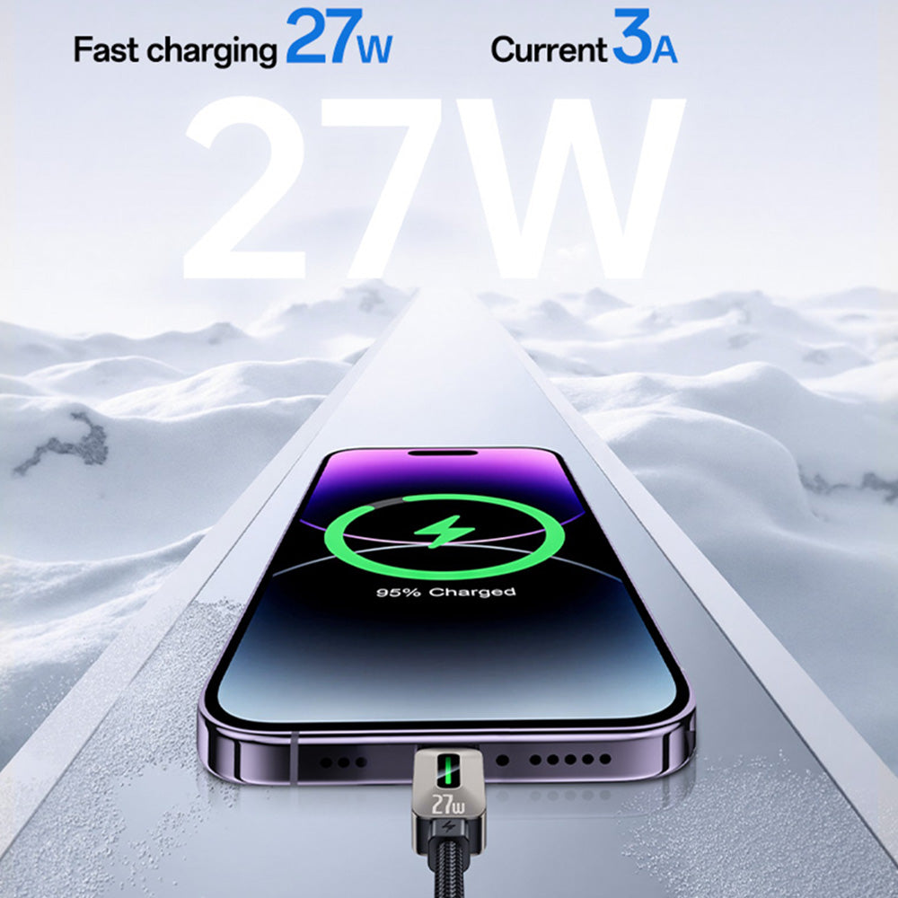 USB-C til Lightning data- og ladekabel Yesido CA199, 27W, 1,2m, svart