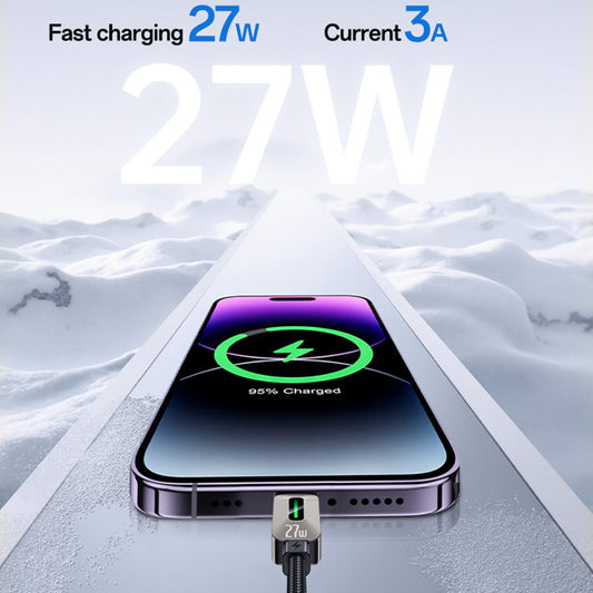 USB-C til Lightning data- og ladekabel Yesido CA199, 27W, 1,2m, svart