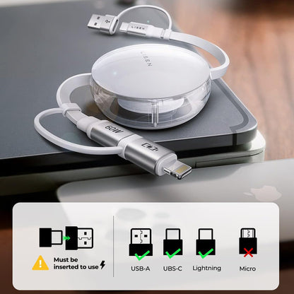 USB-C / USB-A data- og ladekabel - USB-C / Lightning Lisen, 60W, 1m, hvit YL0123030001