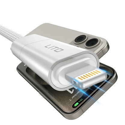 Data- og ladekabel USB-C / USB-A - USB-C / Lightning Lito LD21, 100W, 1m, Svart
