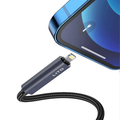 Data- og ladekabel USB-C / USB-A - USB-C / Lightning Lito LD21, 100W, 1m, Svart