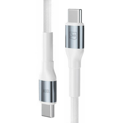 USB-C Data- og ladekabel - USB-C 3MK Hyper N, 100W, 2m, hvit