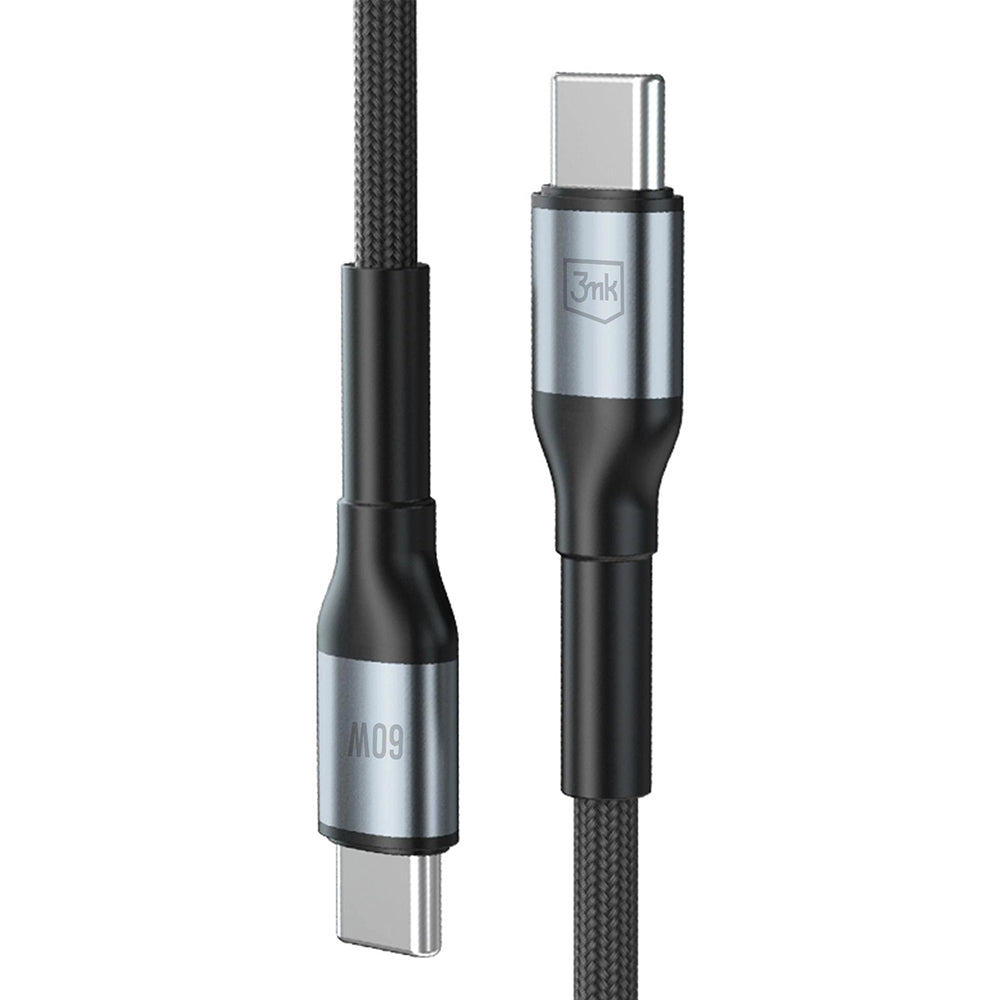 USB-C data- og ladekabel - USB-C 3MK Hyper N, 60W, 2m, Svart