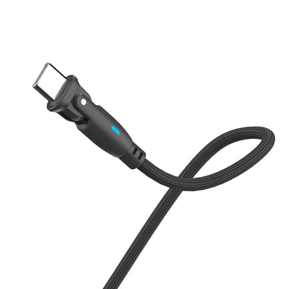USB-C Data- og ladekabel - USB-C 3MK Hyper N Vinklet, 100W, 1m, Svart