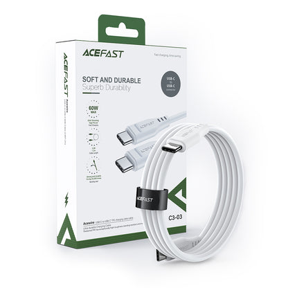 USB-C data- og ladekabel - USB-C Acefast C3-03, 60W, 1.2m, Hvit