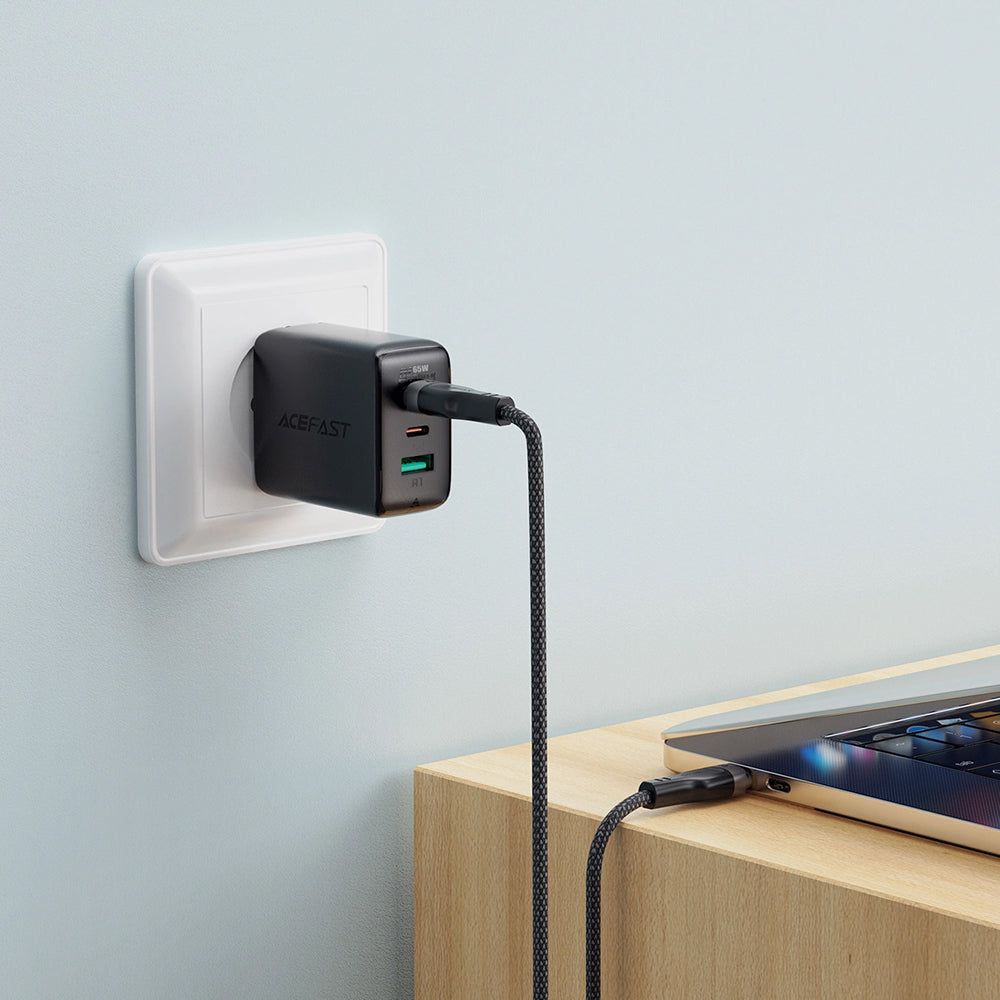 USB-C data- og ladekabel - USB-C Acefast C11-03, 60W, 1.2m, Svart