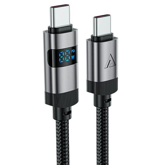 USB-C data- og ladekabel - USB-C Acefast C15-03 Display, 60W, 1.2m, Svart