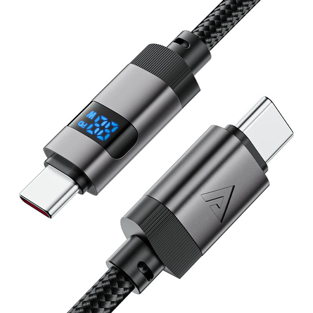 USB-C data- og ladekabel - USB-C Acefast C15-03 Display, 60W, 1.2m, Svart