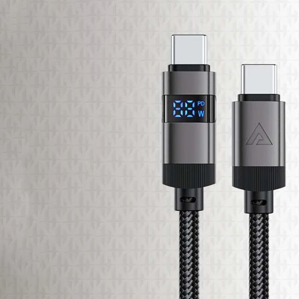 USB-C data- og ladekabel - USB-C Acefast C15-03 Display, 60W, 1.2m, Svart