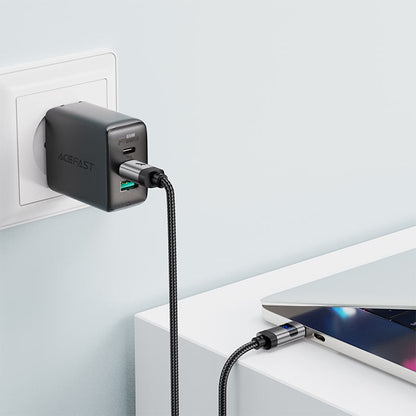 USB-C data- og ladekabel - USB-C Acefast C15-03 Display, 60W, 1.2m, Svart