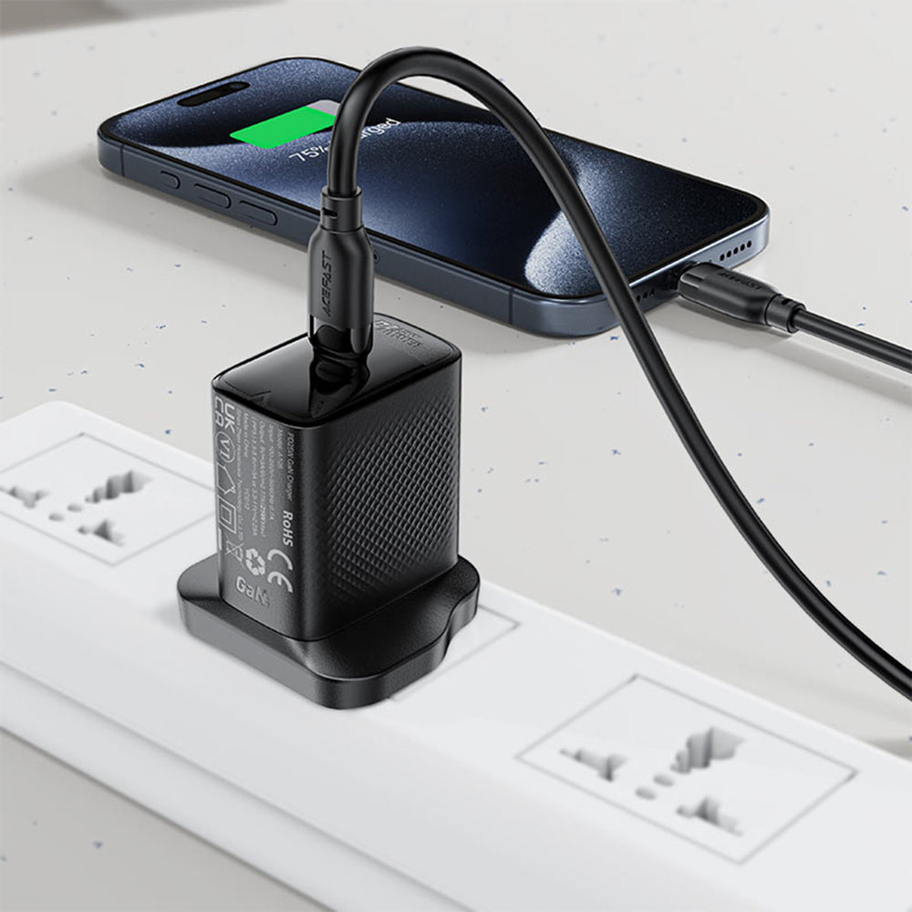 USB-C data- og ladekabel - USB-C Acefast C16-03, 60W, 1.2m, Svart