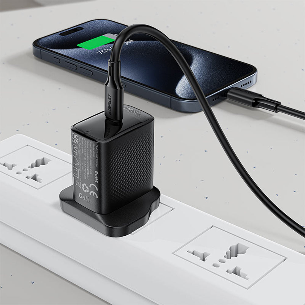 USB-C data- og ladekabel - USB-C Acefast C17-03, 60W, 1.2m, Svart