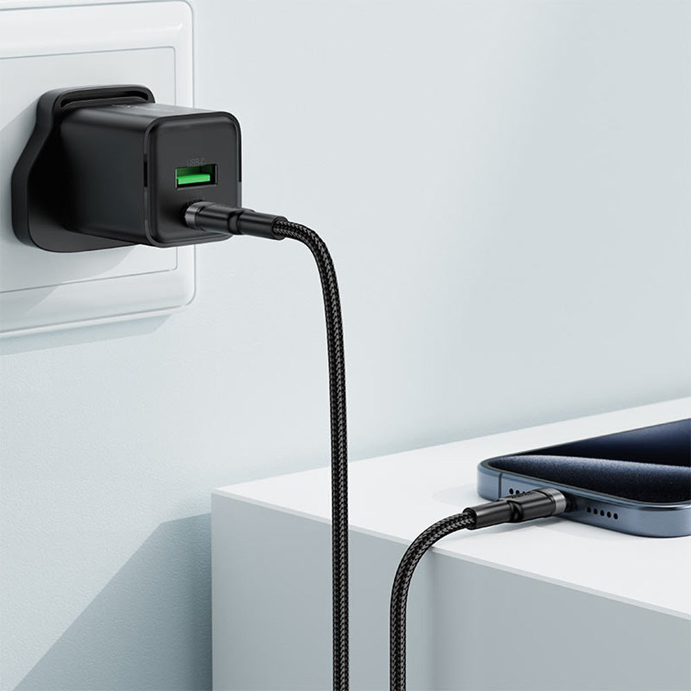 Data- og ladekabel USB-C - USB-C Acefast C22-03, 60W, 1.2m, Svart