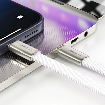 USB-C data- og ladekabel - USB-C Acefast C24-03, 60W, 1.2m, Hvit