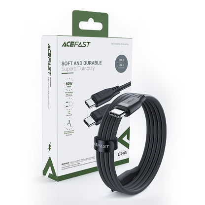 Data- og ladekabel USB-C - USB-C Acefast C3-03, 60W, 1.2m, Svart