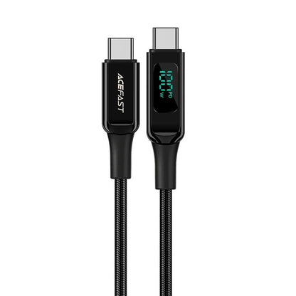 USB-C til USB-C data- og ladekabel Acefast C6-03 Display, 100W, 2m, Svart