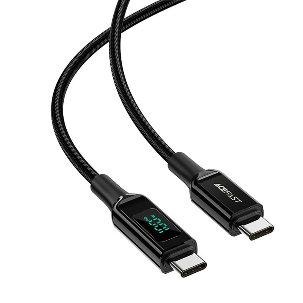 USB-C til USB-C data- og ladekabel Acefast C6-03 Display, 100W, 2m, Svart