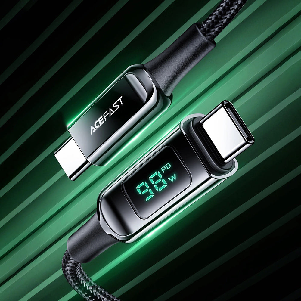 USB-C til USB-C data- og ladekabel Acefast C6-03 Display, 100W, 2m, Svart