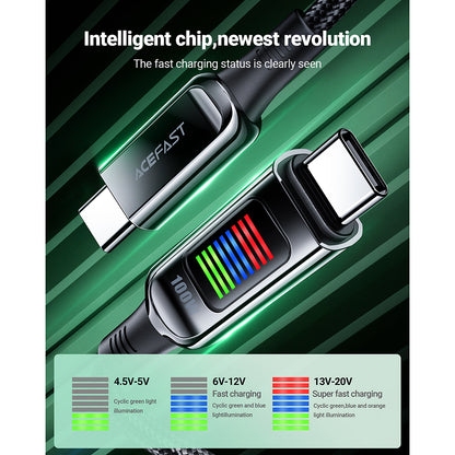 USB-C data- og ladekabel - USB-C Acefast C7-03, 100W, 1.2m, Svart