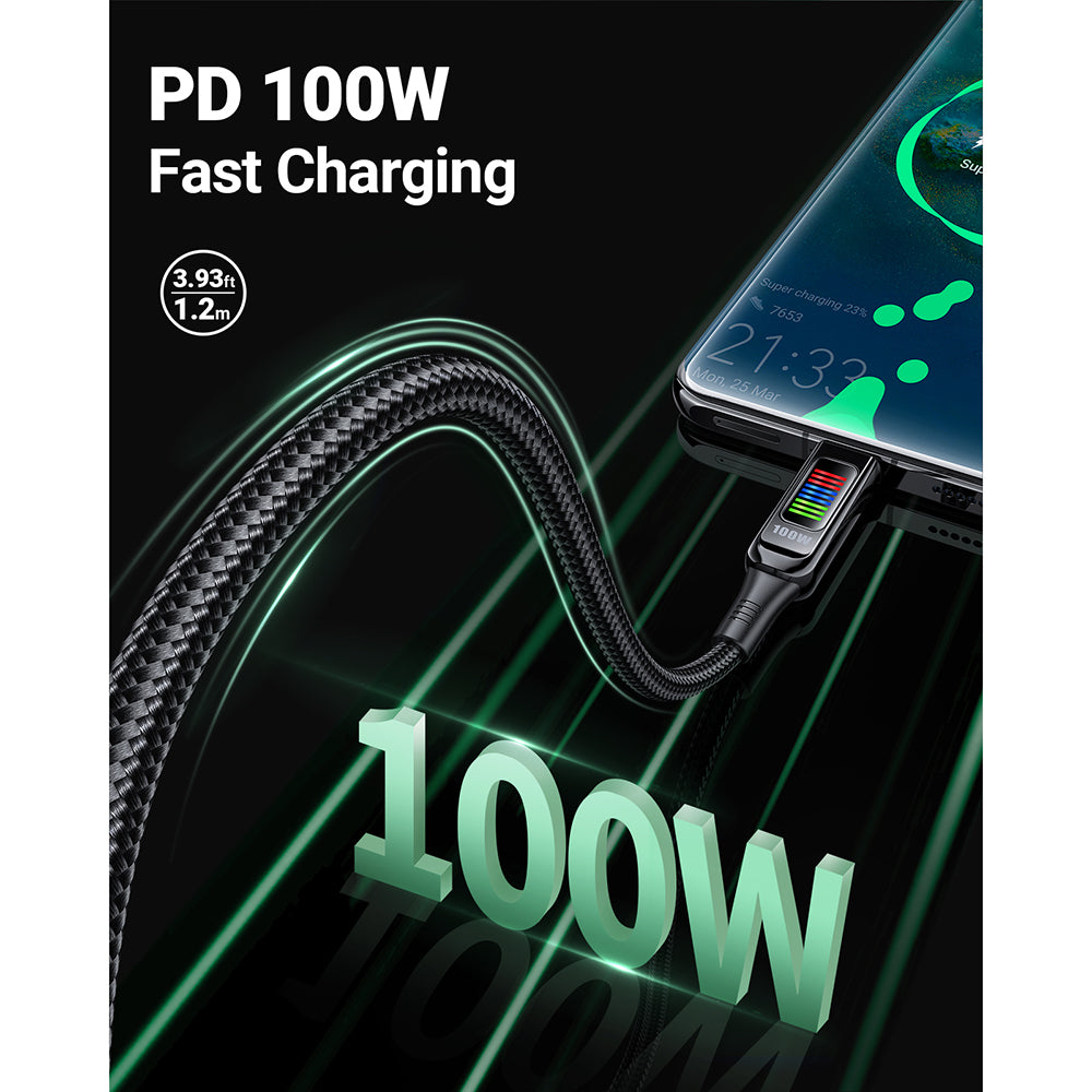 USB-C data- og ladekabel - USB-C Acefast C7-03, 100W, 1.2m, Svart