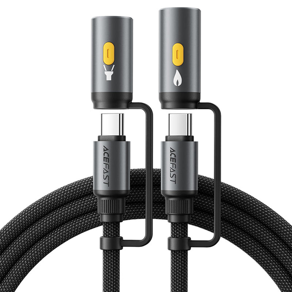 USB-C Data- og Ladekabel / Lommelykt - USB-C / Lighter Acefast J4, 60W, 1.2m, Svart