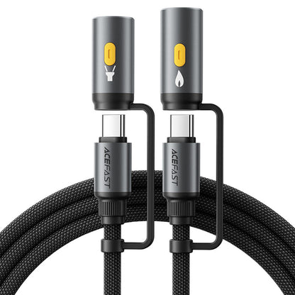USB-C Data- og Ladekabel / Lommelykt - USB-C / Lighter Acefast J4, 60W, 1.2m, Svart