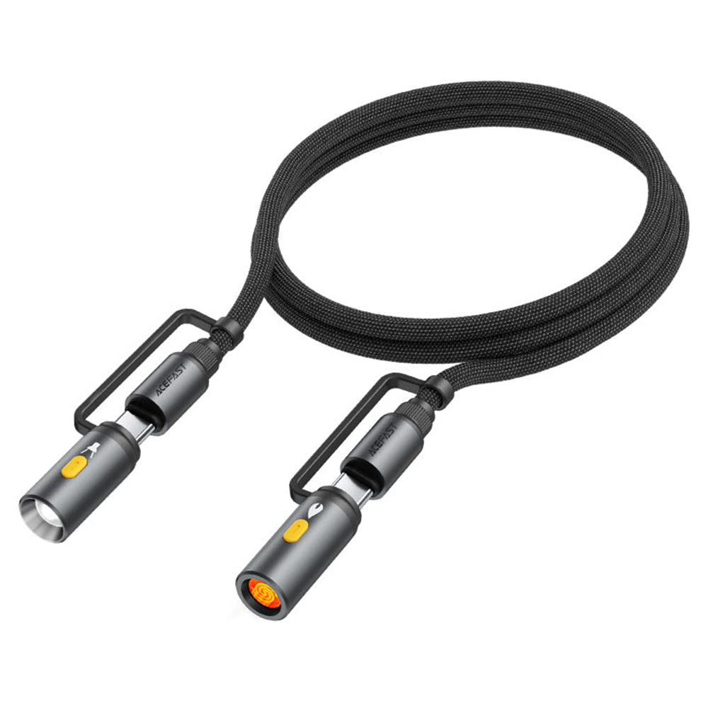 USB-C Data- og Ladekabel / Lommelykt - USB-C / Lighter Acefast J4, 60W, 1.2m, Svart