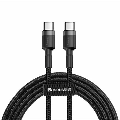 Data- og ladekabel USB-C - USB-C Baseus Cafule, 60W, 2m, sett med 2 stykker, Svart E0418501