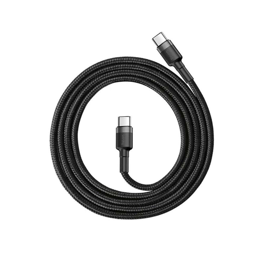 Data- og ladekabel USB-C - USB-C Baseus Cafule, 60W, 2m, sett med 2 stykker, Svart E0418501
