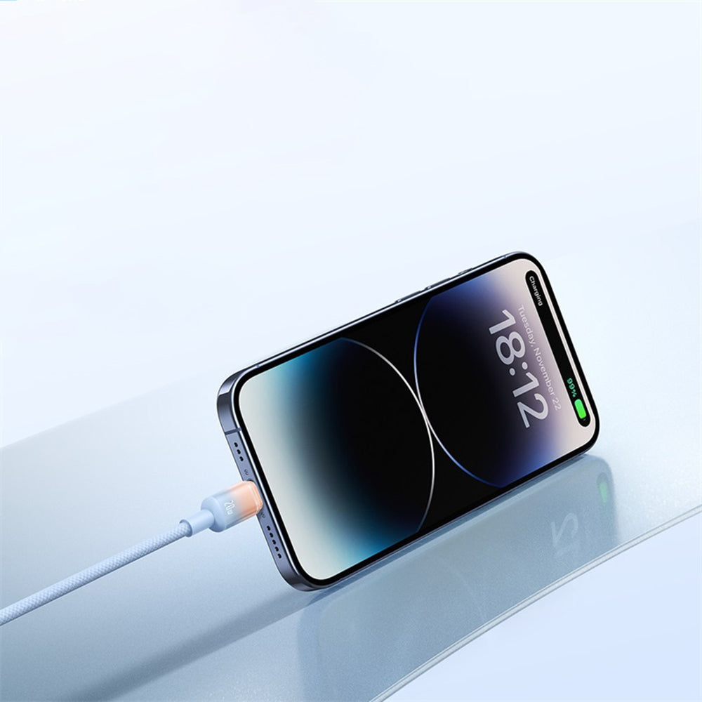 USB-C til USB-C Baseus Discolor data- og ladekabel, 100W, 2m, Blågrønn E0420703