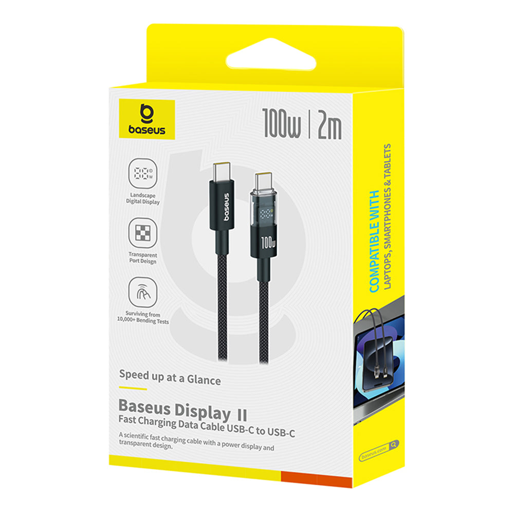 USB-C Data- og Ladekabel - USB-C Baseus Display 2, 100W, 2m, Svart P10377706123-00