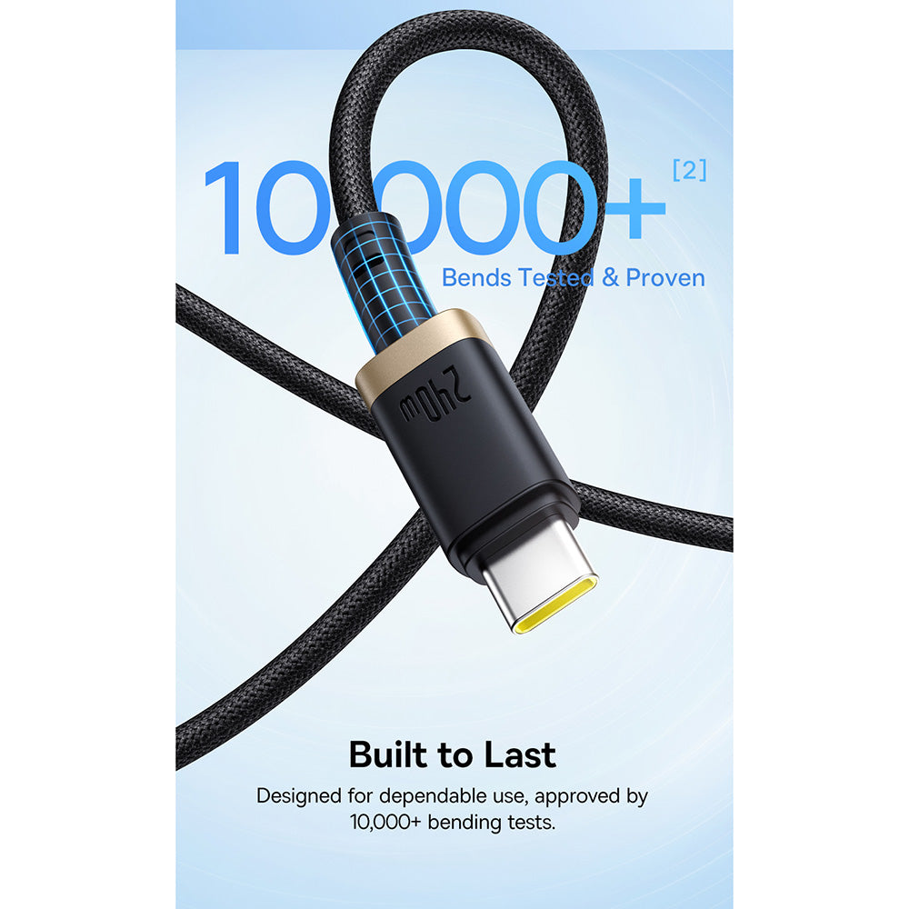 USB-C data- og ladekabel - USB-C Baseus Dura, 240W, 1m, Gull Svart P10377803U03-00