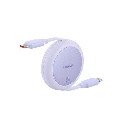 USB-C Data- og Ladekabel - USB-C Baseus Free2Pull Mini Retractable, 60W, 1m, Lilla P10364500511-01