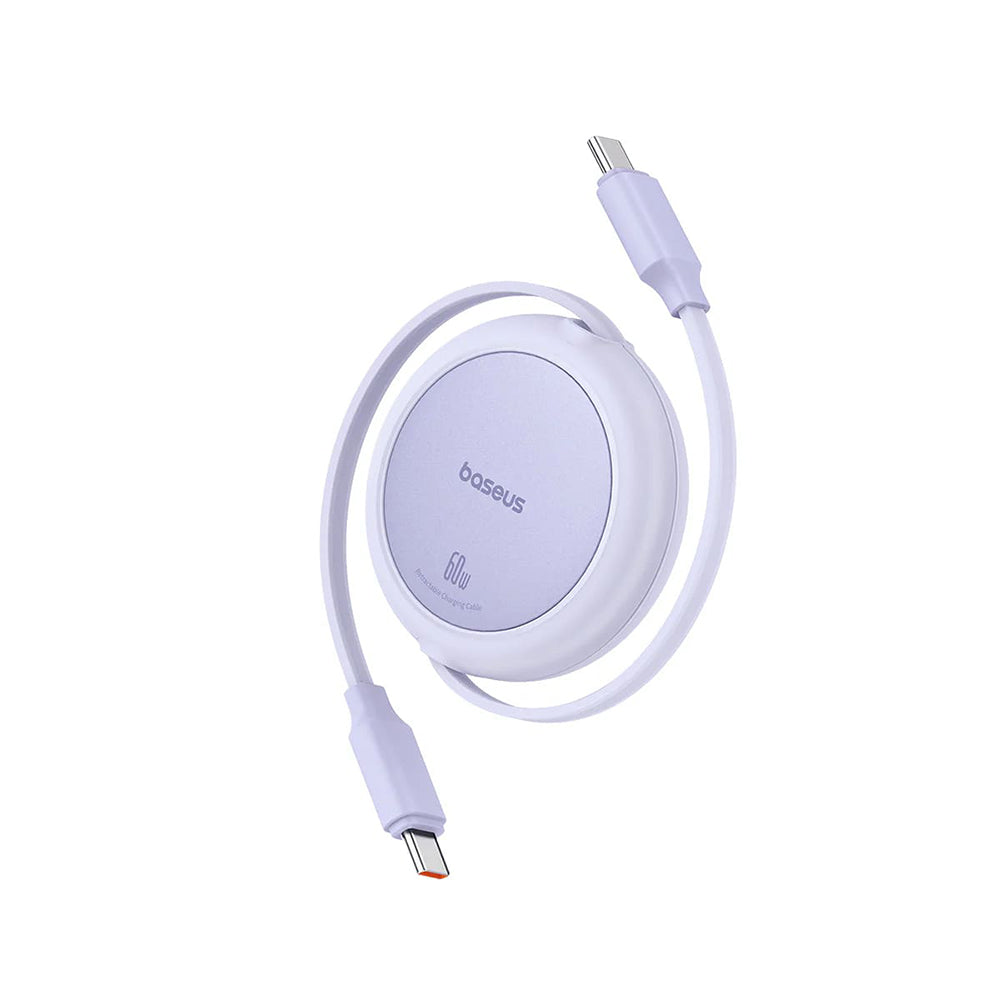 USB-C Data- og Ladekabel - USB-C Baseus Free2Pull Mini Retractable, 60W, 1m, Lilla P10364500511-01