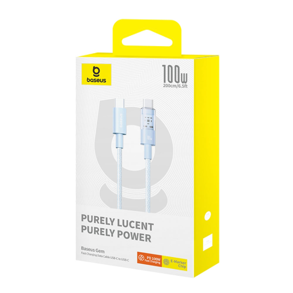 USB-C - USB-C Baseus Gem data- og ladekabel, 100W, 2m, Blå P10373000311-01