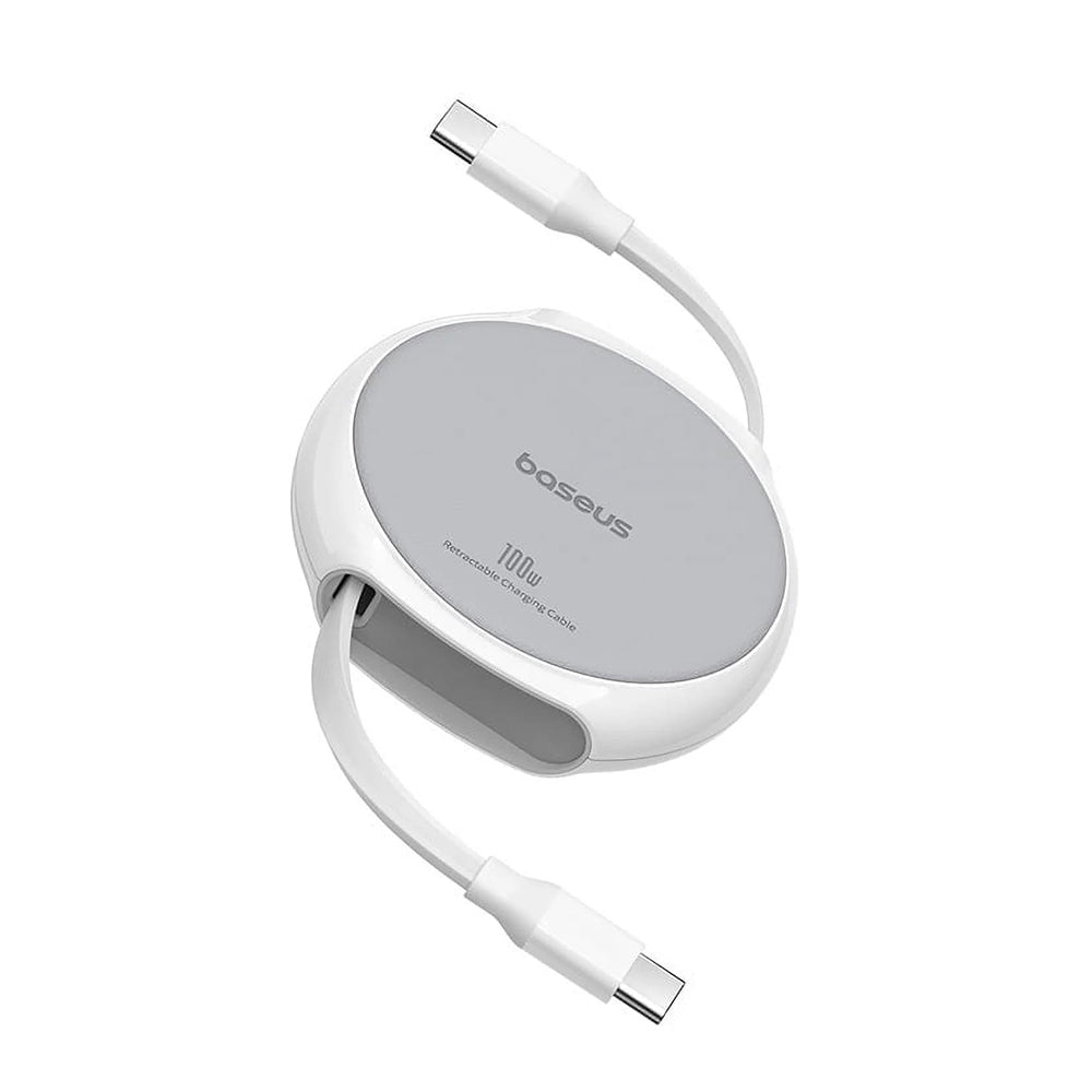 USB-C Data- og Ladekabel - USB-C Baseus Pathfinder Retractable, 100W, 1m, Hvit P10368400211-00